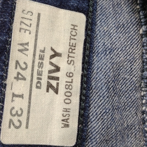 DIESEL ZIVY Blue Dark Wash Five Pocket Mid Rise Straight Leg Denim Jeans - Picture 7 of 15